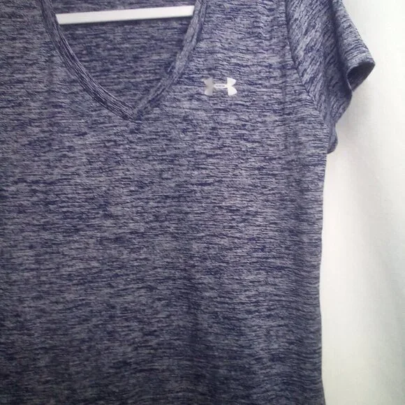 Under Armour Shirt Women S ? V-neck Short Sleeve Active Athletic Blue - Picture 9 of 16